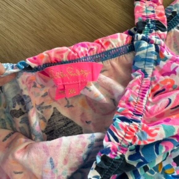 Lilly Pulitzer High Tide Navy Pink Turtle Tiered Swing Dress Womens Size XL - Picture 7 of 8